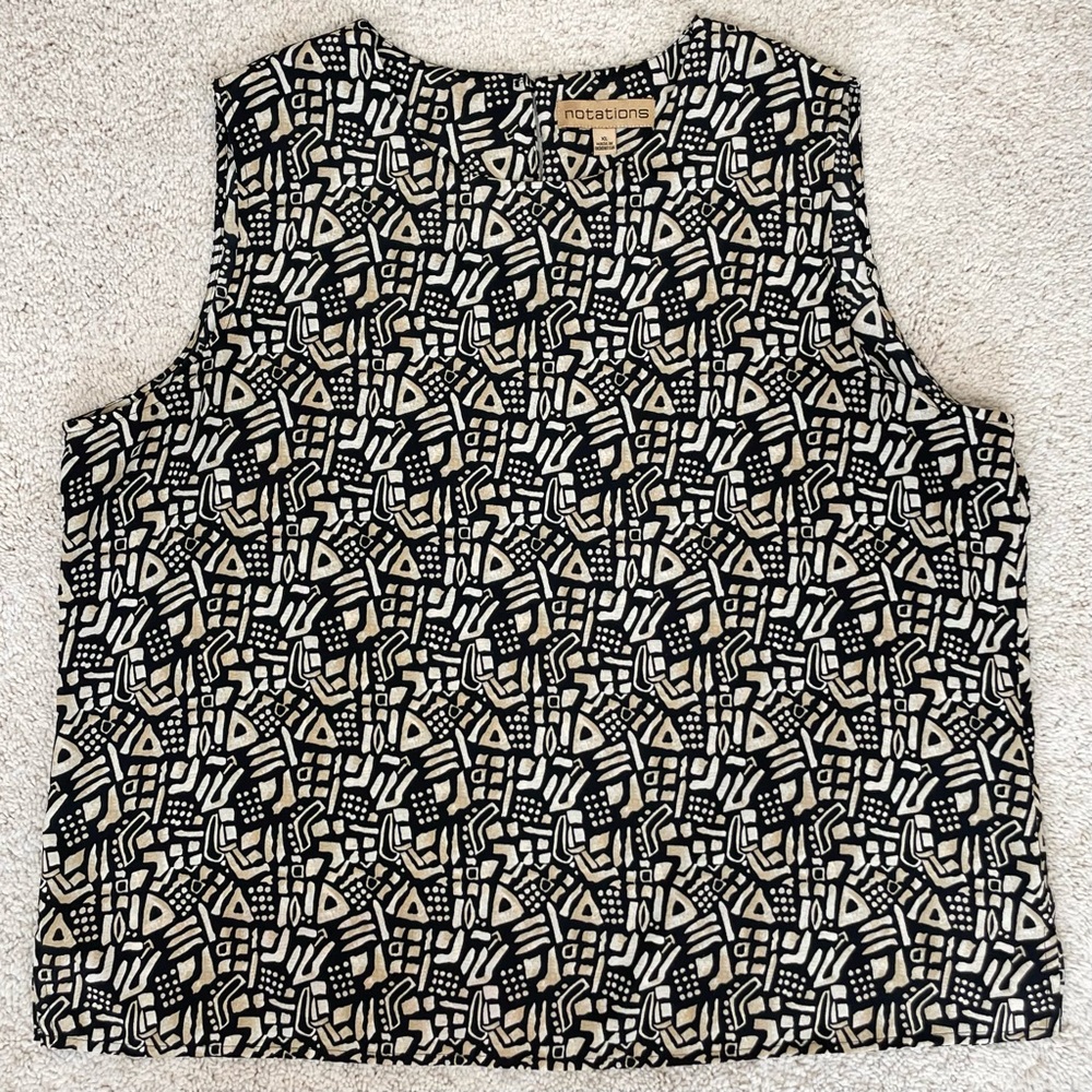 Vintage Notations Abstract Design Sleeveless Blou… - image 8